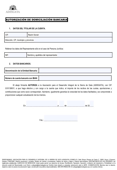 autorizacion domiciliacion bancaria